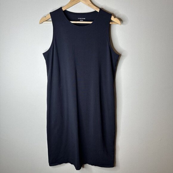 Eileen Fisher Dress Women's Black Sleeveless Stretch Classic Shift Small Petite - Picture 1 of 7